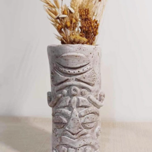 Verre ou vase “Tiki” en céramique émaillé